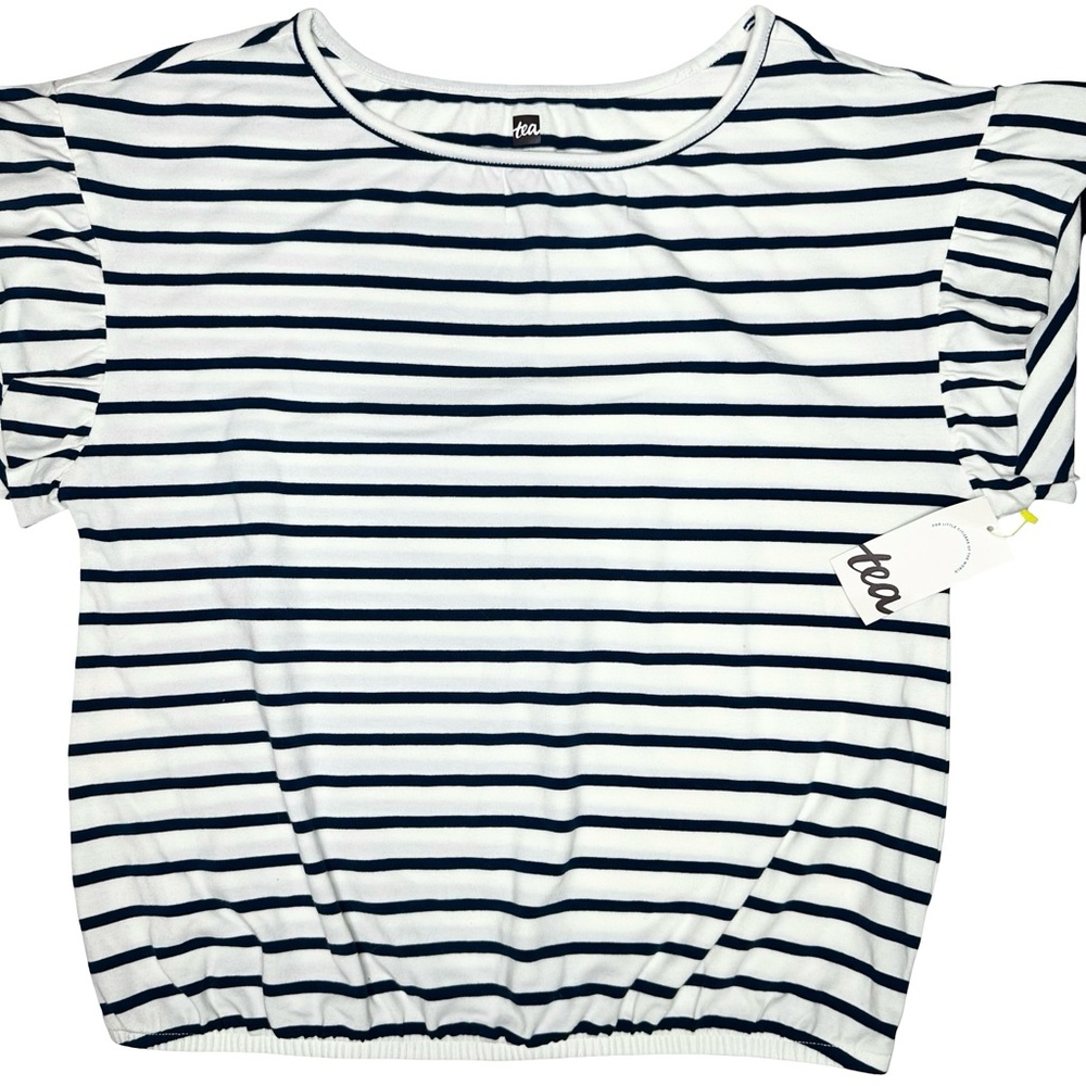 Tea Collection Striped Ruffle Shoulder Top‎ - Picture 2 of 3